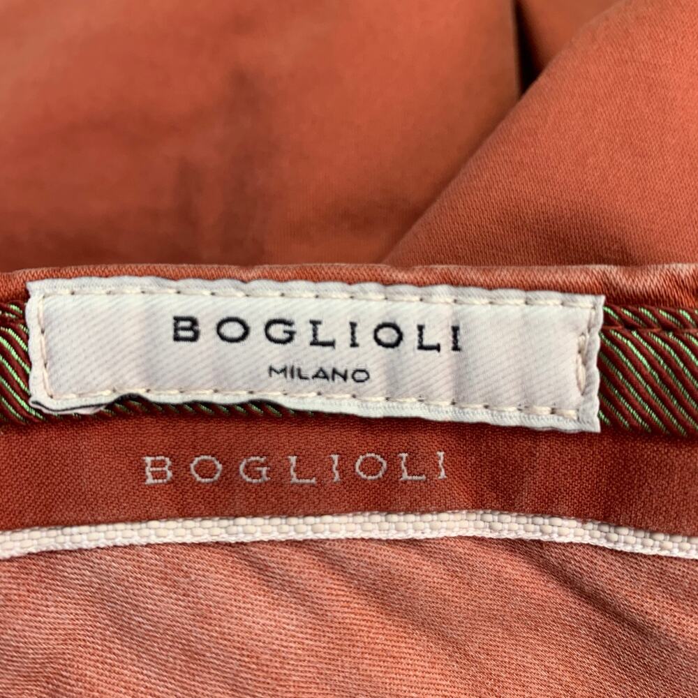 BOGLIOLI Size 30 Orange Rust Cotton Blend Flat Front Casual Pants - Picture 5 of 7